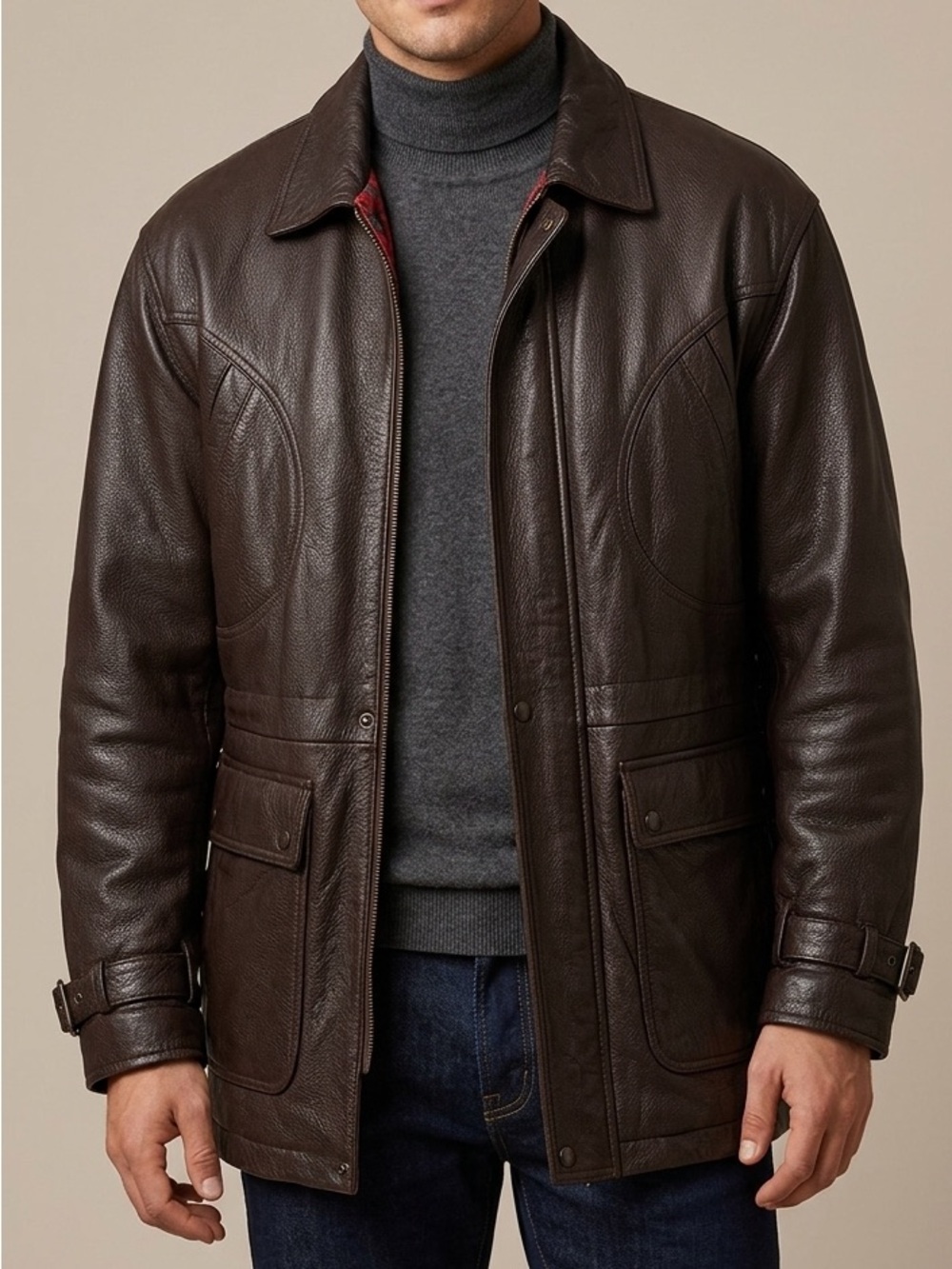 Sasson Jeans Dark Brown and Black Leather Jacket